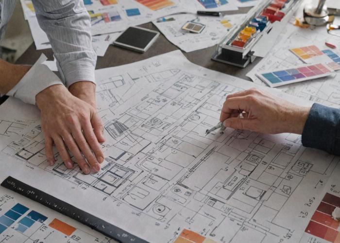 Interior designer working on space planning